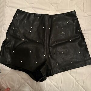 NBD Black High Waist Studded Shorts
